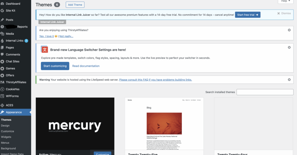 pick and install a theme
